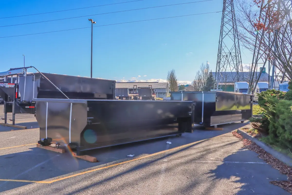 Roll-off dumpster ready for waste disposal at job site for Construction Dumpster Rental in Montclair